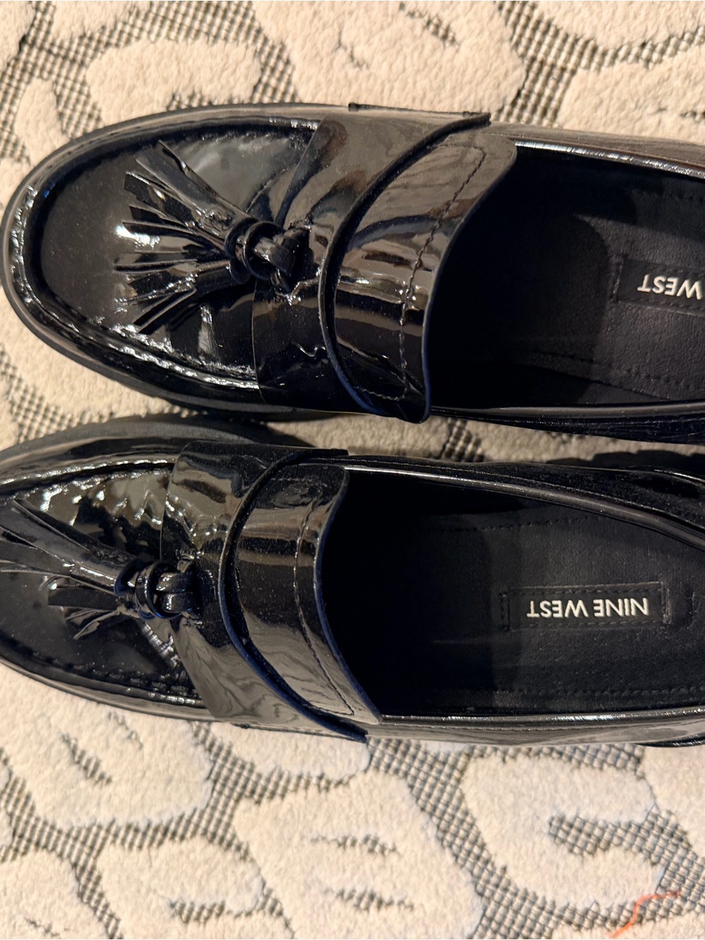 Nine West Black Patent Tassel Loafers - Slip On Dress Shoes
